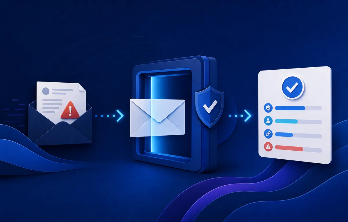 A suspicious email being scanned and returned with a safety assessment